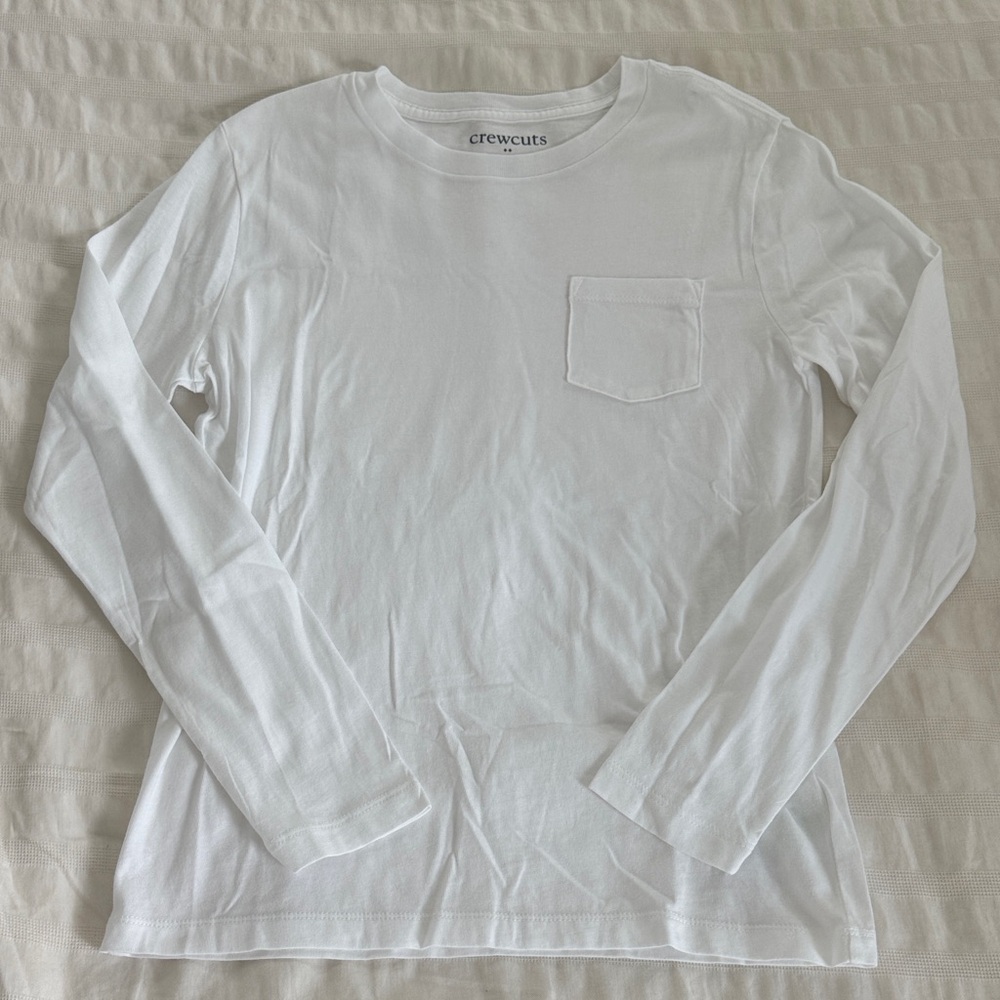 Crewcuts Classic White Long Sleeve Tee with Pocket NWOT